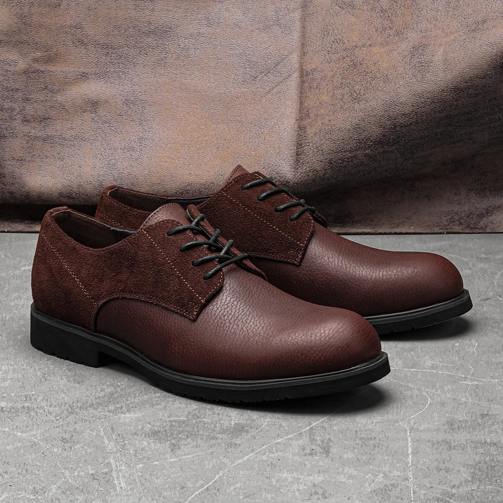 Genuine Leather Men Derby Shoes Thick Sole Men Casual shoes Men Leather Shoes