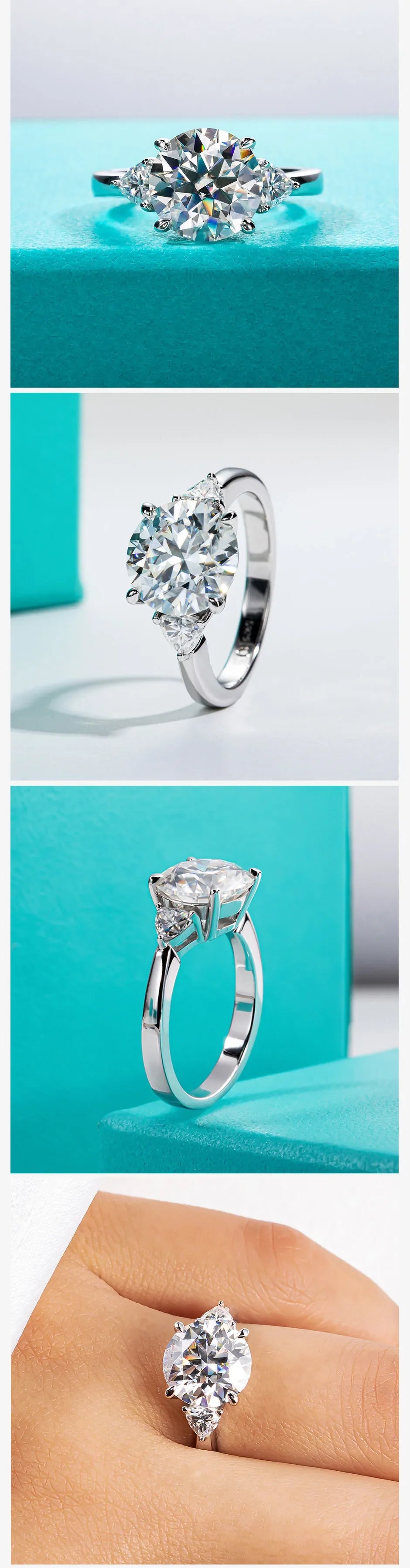 4.6 Carat D Color Moissanite Diamond Engagement Wedding Ring 925 Sterling Silver Rings Fine Jewelry Wholesale