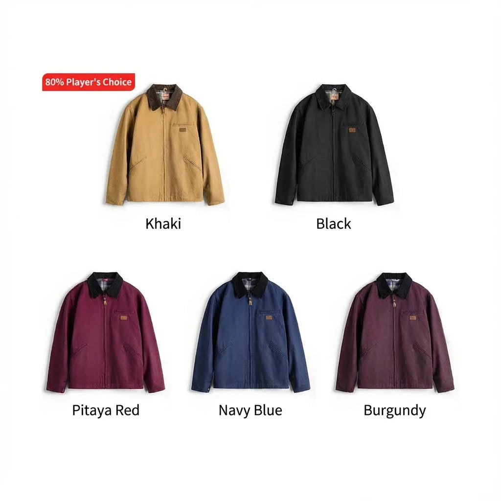 Vintage Detroit Hunting Jackets Men J001 Turn-down Collar Coats Heavyweight Cotton Jacket Multi-Pocket Casual Clothes