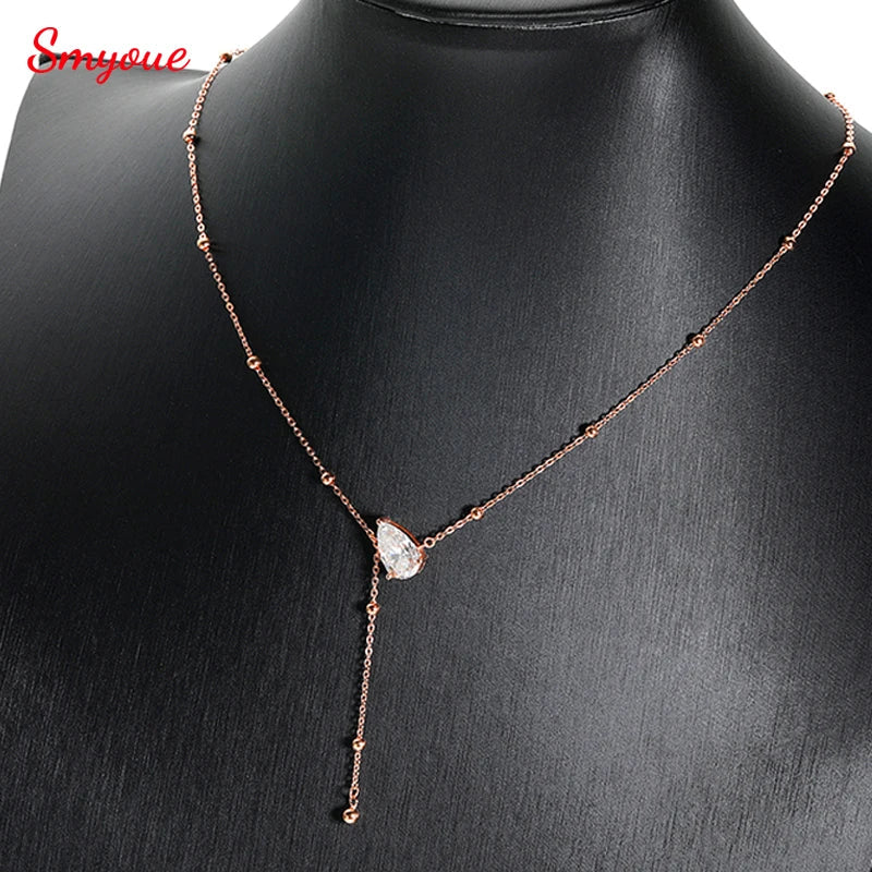 1CT 3CT Water Drop Moissanite Necklace Women's Pendant Adjustable Chain Lab Diamond Pure 925 Silver Jewelry Girls Gift
