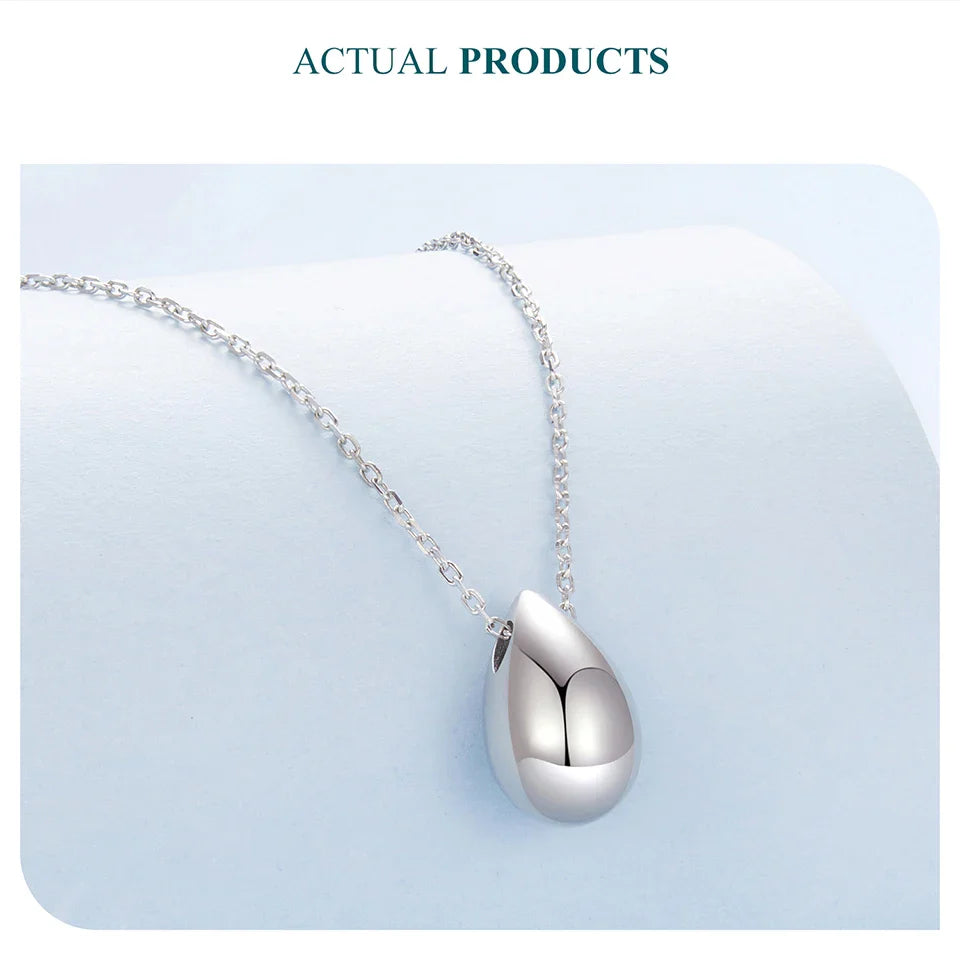 Solid 925 Sterling Silver Dainty Pear Pendant Necklace for Women, White Gold Plated Teardrop Pendant Necklaces