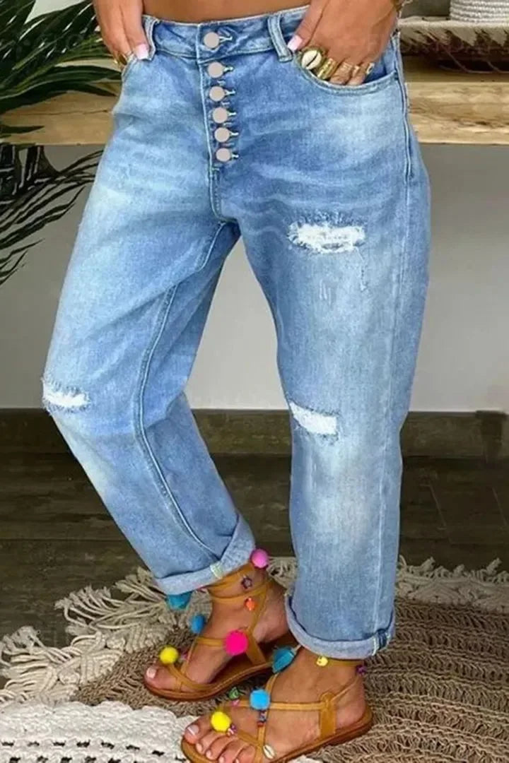 High Waist Mom Jeans Flare Pant