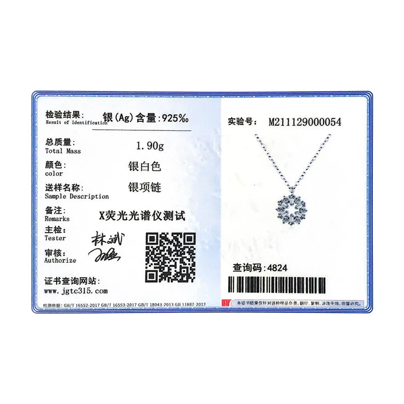 Real 925 Sterling Silver Lucky Snowflake Pendant Necklace for Women Fine Jewelry 2021 New Bijoux Girl Christmas Gifts