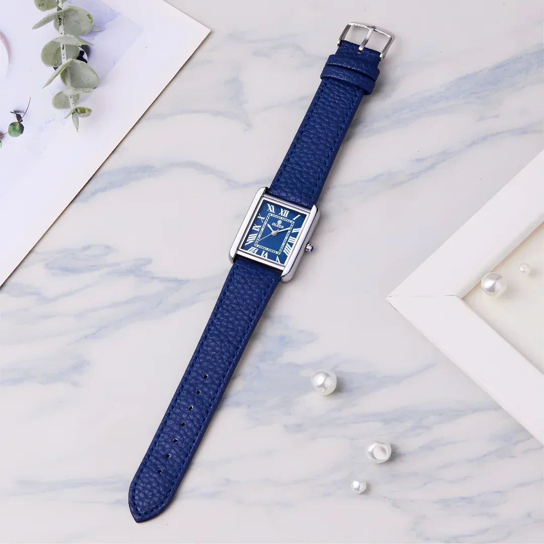Waterproof Couple Watches Casual Fashion Quartz Stainless Steel Leather Strap Square Dial Men's And Women's Lover Watch