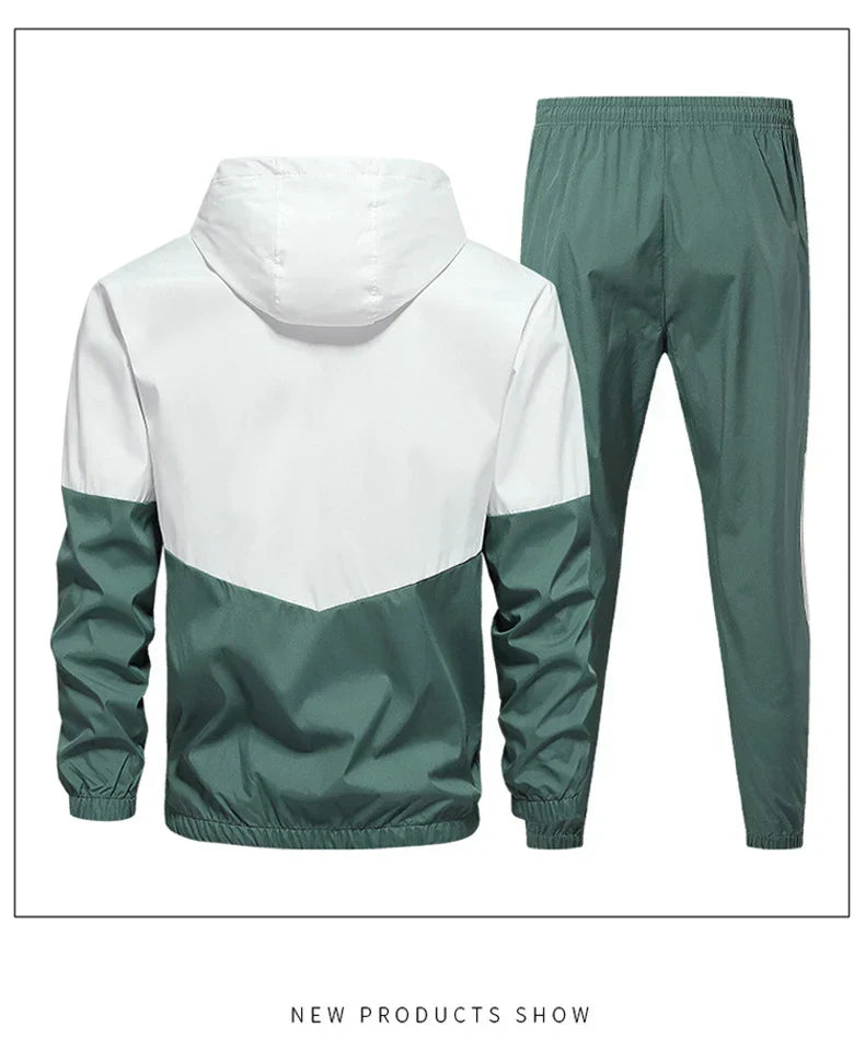 CHRLCK Men's Running Sportswear Suits Breathable Clothes Sports Joggers Training Gym Fitness Tracksuit Sets Men