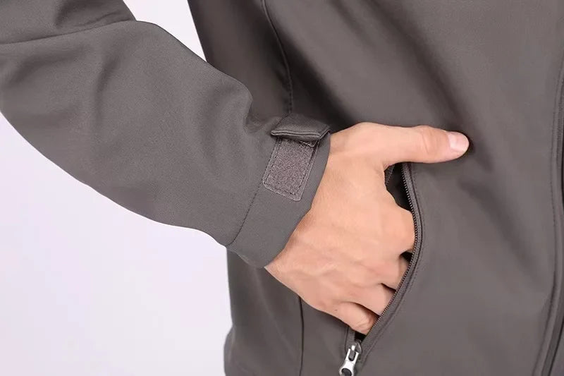 Men's Autumn Winter SoftShell Fleece Jackets Male Hood Windproof Coat Fishing Hiking Camping Climbing Skiing Warm Pants Trousers