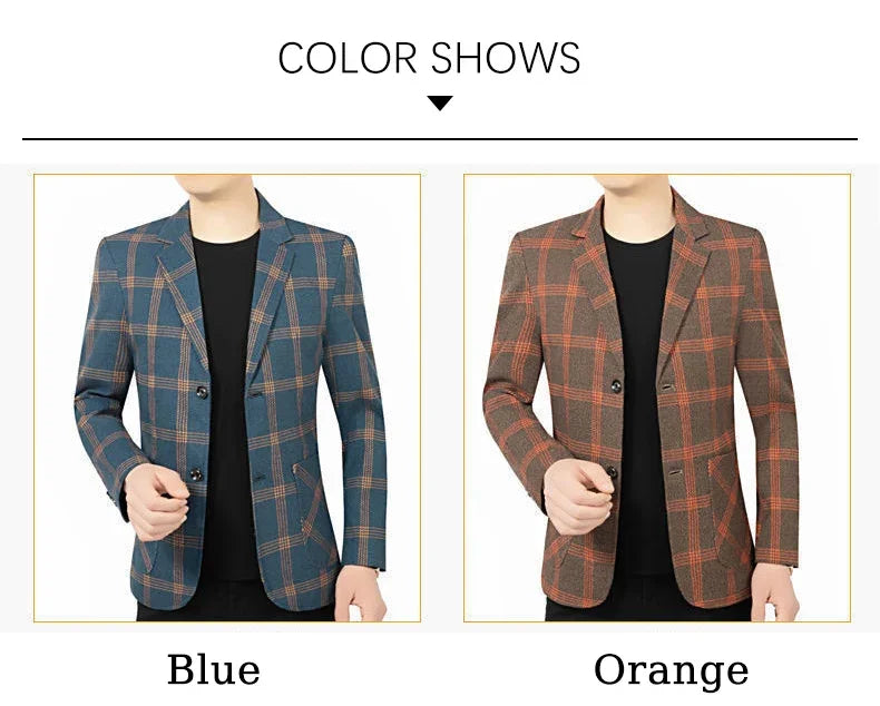 Brand Plaid Striped Business Blazers for Mens 2026 New Spring Autumn Fashion Casual Suit Jacket Men Interview Coat