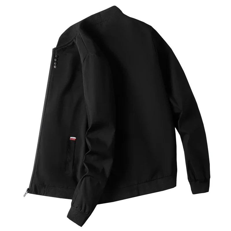 جاكيت رجالي M-4XL، جاكيت خريفي رفيع بأكمام طويلة على طراز البيسبول، جاكيت ركوب الدراجات مقاوم للرياح، جاكيت كاجوال بسحاب بلون موحد