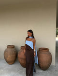 Fashion Color Block Spaghetti Strap Maxi Dress Women Elegant Halter Scarf  High Split Slim Vestidos 2026 New Daily Party Robes
