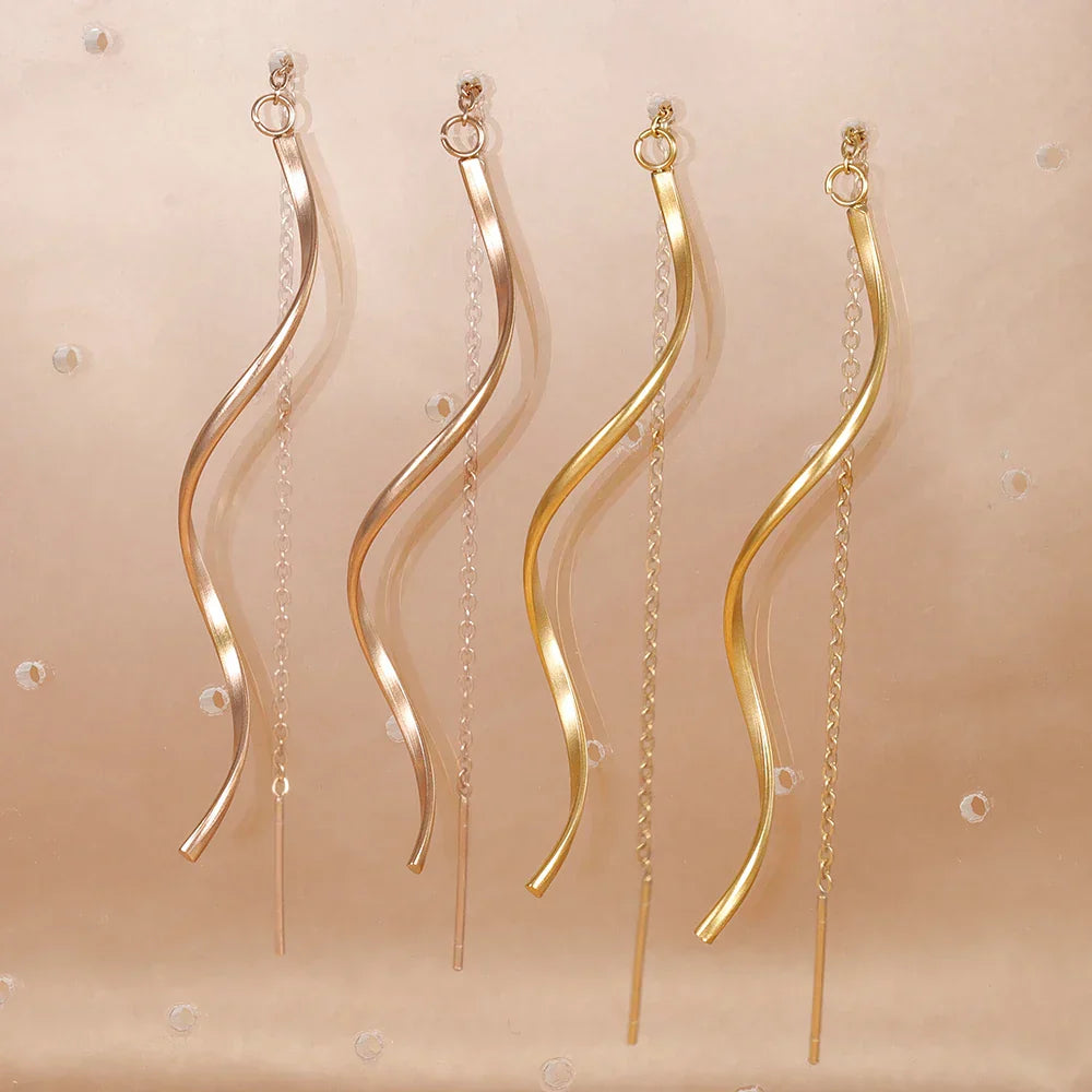 Accessories for Women Long Tassel Threader Earrings for Women Wave Shaped Simple Long Chain Earring Wedding Party Jewelry Gift