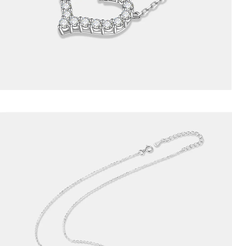 2CT Moissanite Necklace for Women S925 Pure Silver Heart Design Laboratory Diamond Pendant Luxury Jewelry Party Gift