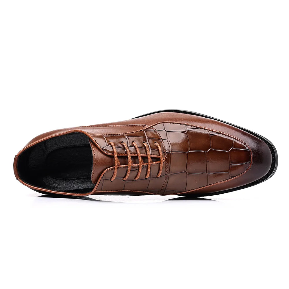 Casual Checkered Retro Business Men's Shoes Soft Sole Big Size Wedding Shoes Male Spring Autumn Lace Designer Leather Shoe Man