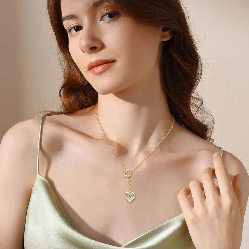 Round Moissanite Y-shape Lariat Cross Heart Infinite Pendant Necklace Chain for Women 925 Sterling Silver Jewelry Gifts