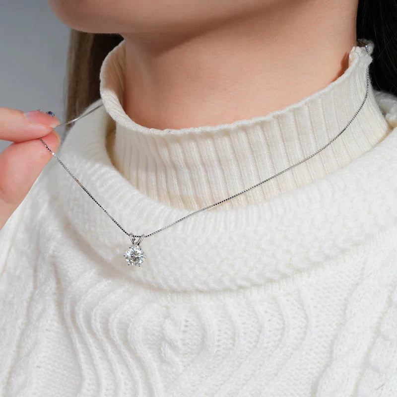 Certified 0.5-5ct Moissanite Pendant Necklaces S925 Sterling Silver Solitaire Necklace Chains For Women Jewellry Gifts