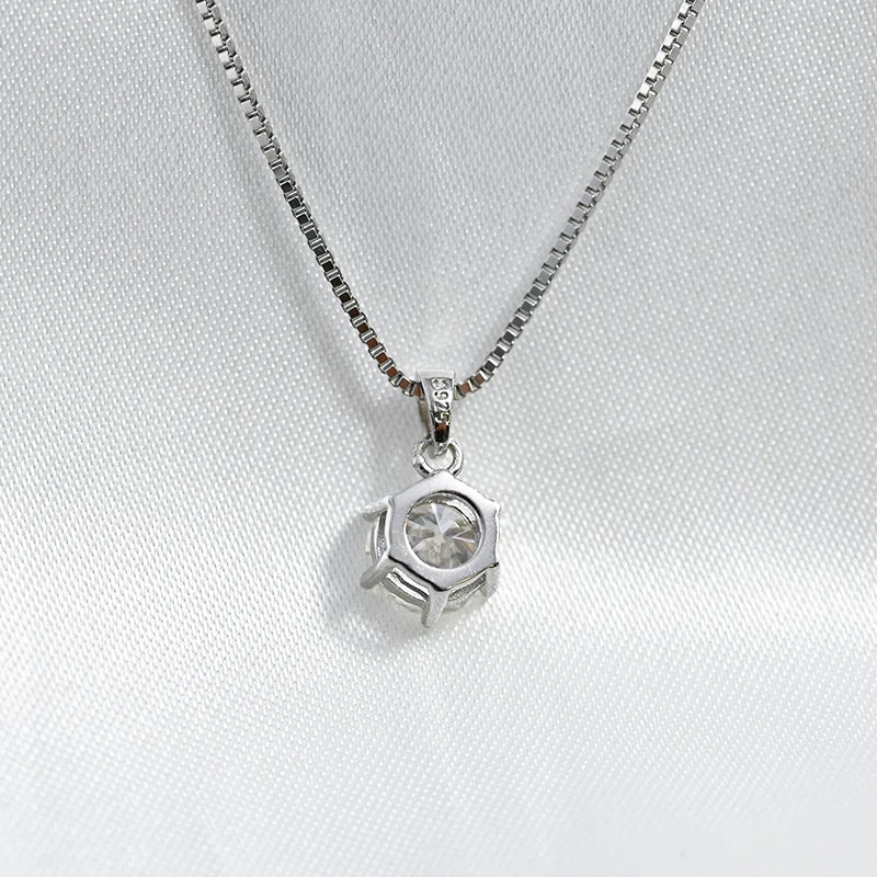 1 2 Carat Real Moissanite Pendant Necklace For Women 6 Prong 100% 925 Sterling Silver Wedding Party Bridal Fine Jewelry