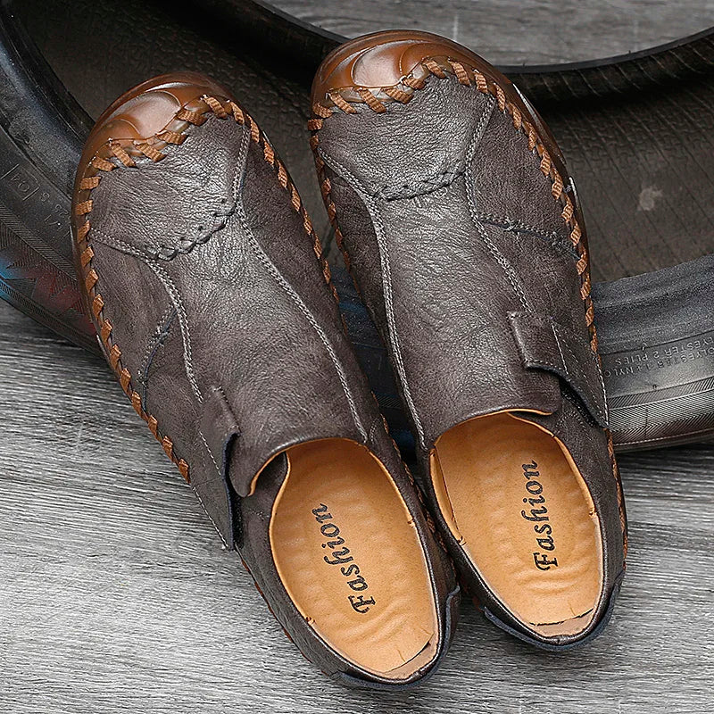 Breathable Genuine Leather Men Shoes Summer Slip On Loafers Men Casual Leather Shoes Blue Flats Hot Sale Driving Shoes Moccasins