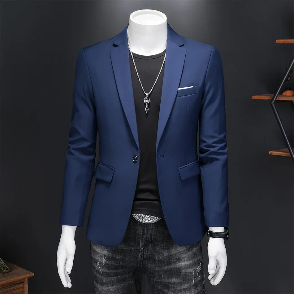 15-color boutique fashion suit 6XL men's slim groom wedding suit jacket business office suit casual solid color suit jacket