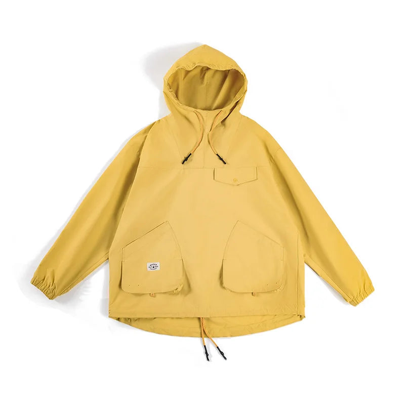 Casual Outdoor Multi-pocket Hooded Men's Jackets Spring Fall Loose Windbreak Parka Ginger Climbing Outerwear Track Jacket