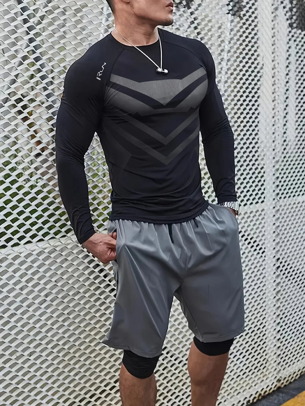 Men's Quick Dry Athletic Muscle Fit T-shirt, Men's Breathable Compression T-shirt, Comfy Top For Summer Sport