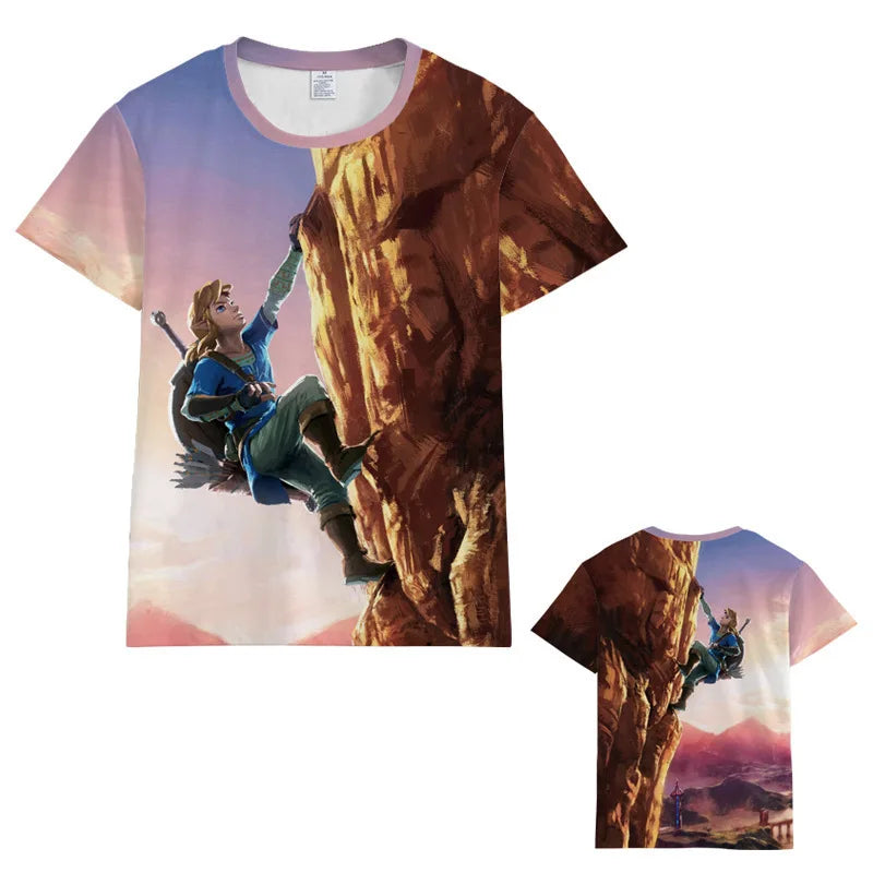 تيشيرت Zelda Tears of The Kingdom بتصميم أنمي كرتوني بأكمام قصيرة، زي تنكري لحفلة التخرج، إكسسوارات للرجال، ملابس فضفاضة مسامية، قمصان علوية، هدية