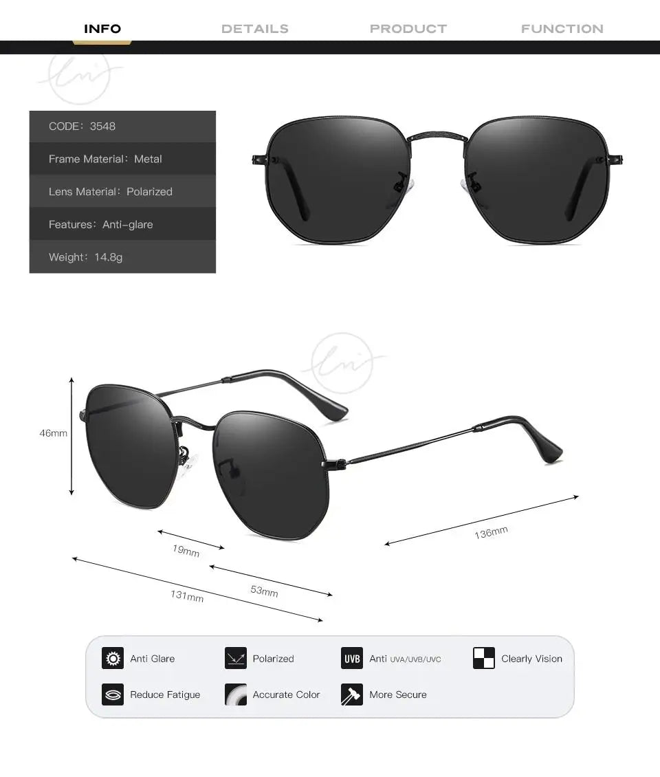 New Fashion Women Hexagon Sunglasses Men Retro Polarized Driving Coating Mirror Sun Glasses Goggle UV400 Eyewear gafas de sol