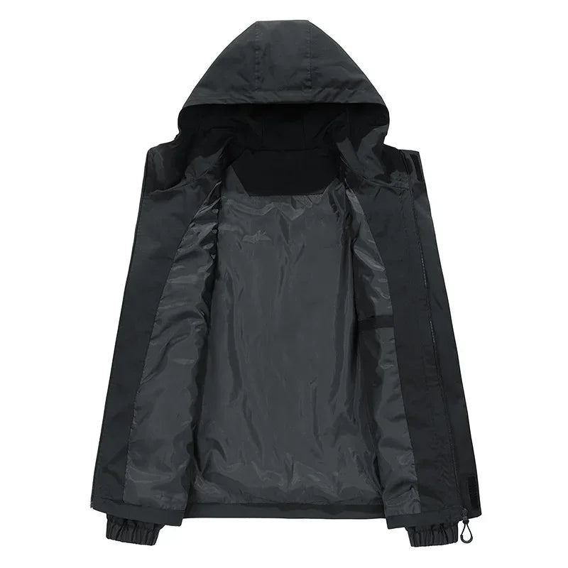 Softshell 8XL Men Jacket Hooded Windbreaker Trench Oversize 6XL 7XL Plus Size Waterproof Black Bomber Camping Loose Thin Coats