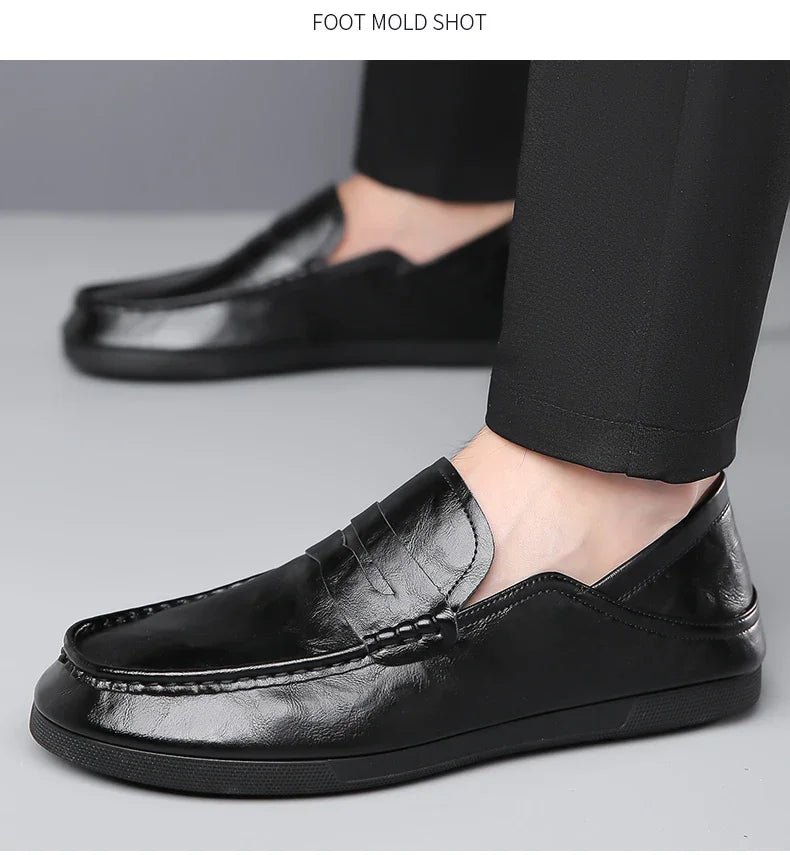 Genuine Leather Men Loafers Comfortable Mens Casual Shoes Luxury Brand Man Formal Dress Shoes Breathable Slip on Boat Shoes