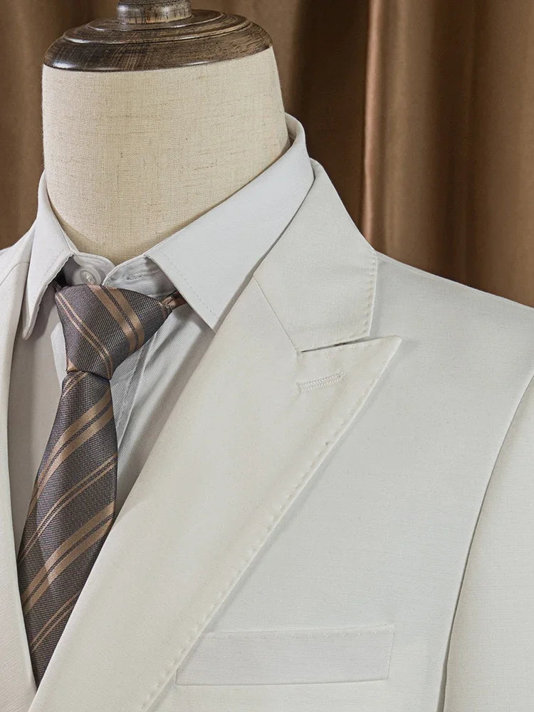 Elegant brown Double Breasted Suit Set 2 Piece Business Wedding Outfit Classic Stylish Blazer Pants Modern Trendy