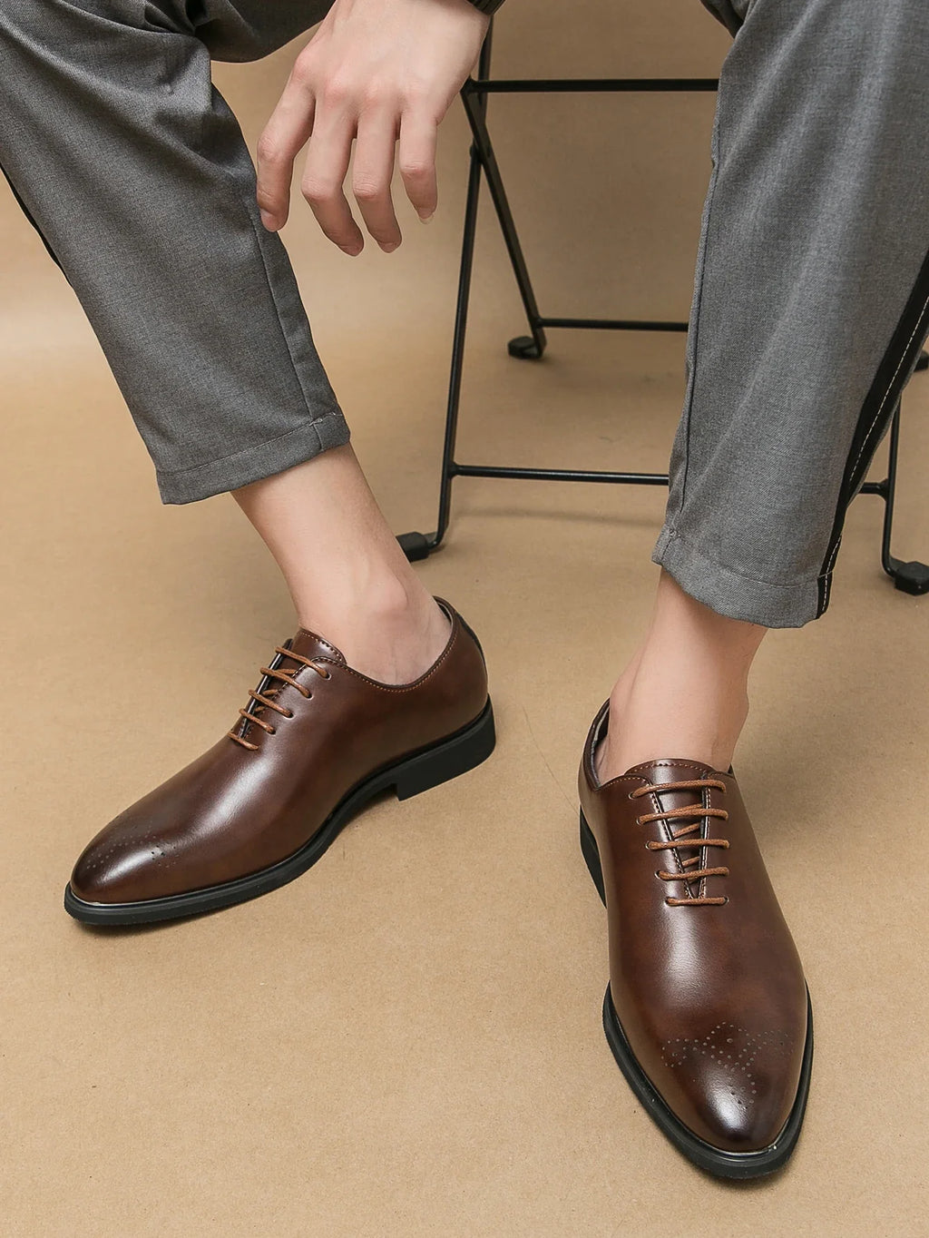 Men's Genuine Leather Dress Shoes Classic Oxford Soft Comfortable Lining Non-Slip Rubber Sole Business Office Formal Occasions