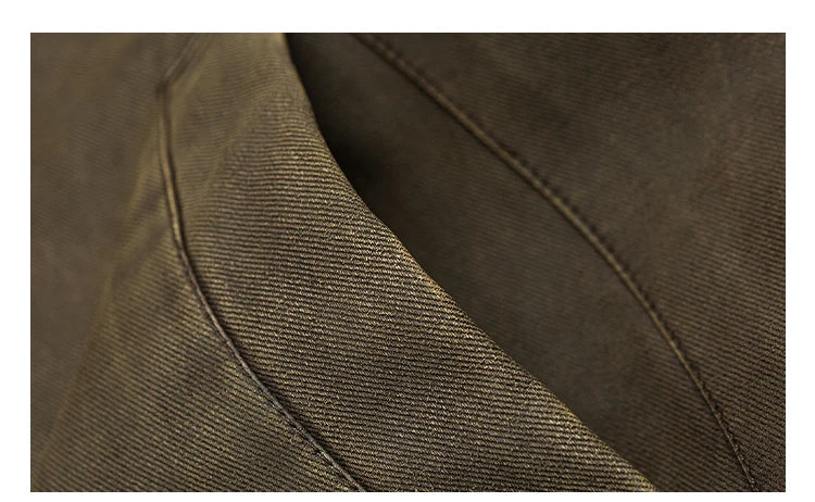 Winter Heavyweight Mens Jacket Japanese Vintage PU Coated Windproof Thick Fleece Lined Warm Distressed Streetwear Long Coat Male