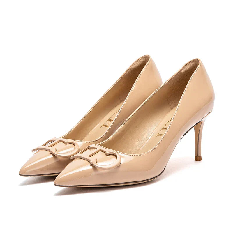 Solid Colour Classic Style New Women's Single Shoes Retro Simple Exquisite Workmanship Versatile Women's High-heeled Shoes