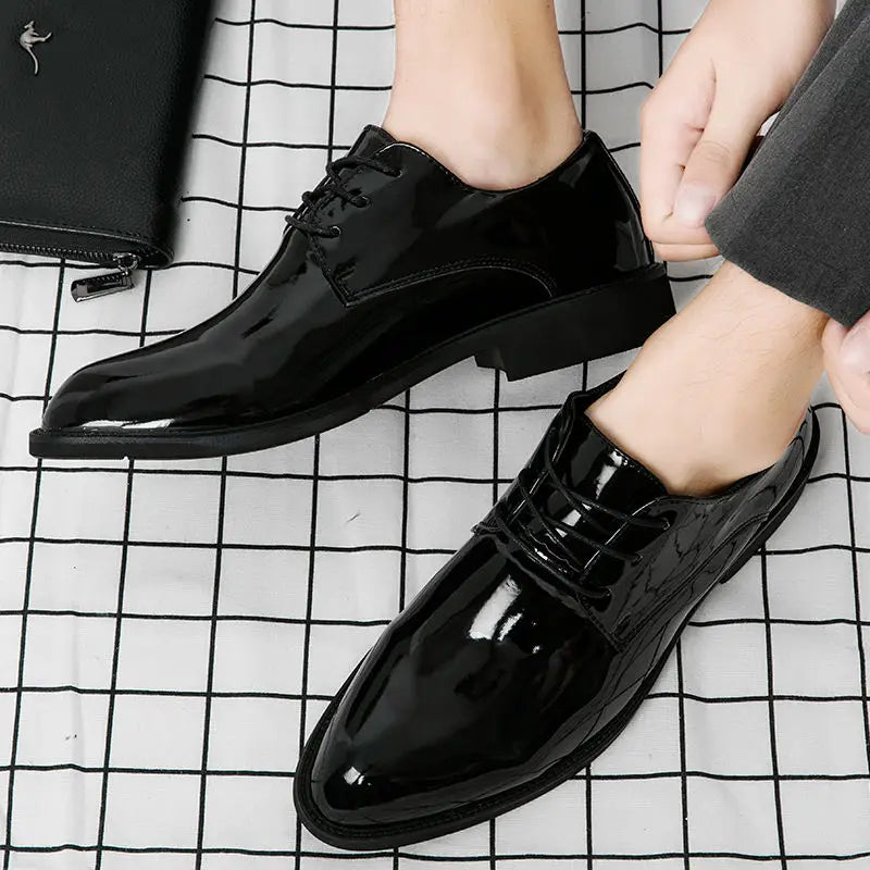 Autumn Winter Bright Upper Business Patent Leather Dress Shoes Man 2025 Trend Elegant Social Shoe for Men and Classic Party 39