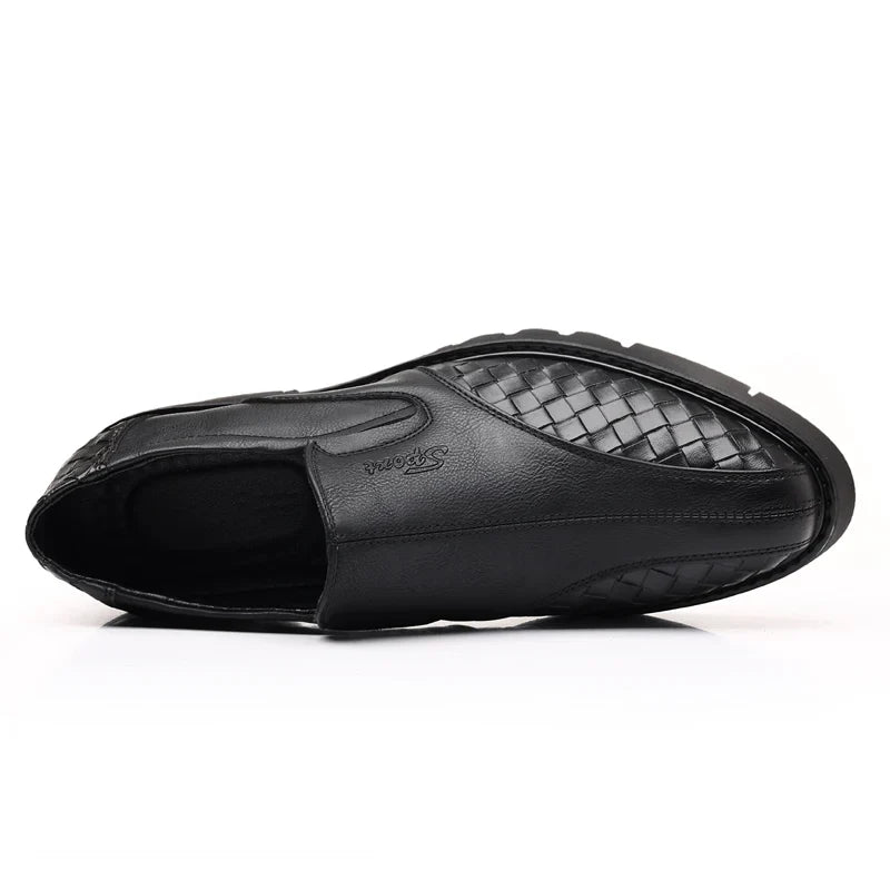 Black men's leather shoes Thick bottom height increasing style Daily Business Office Outdoor Fashion Party Youth Shoes New