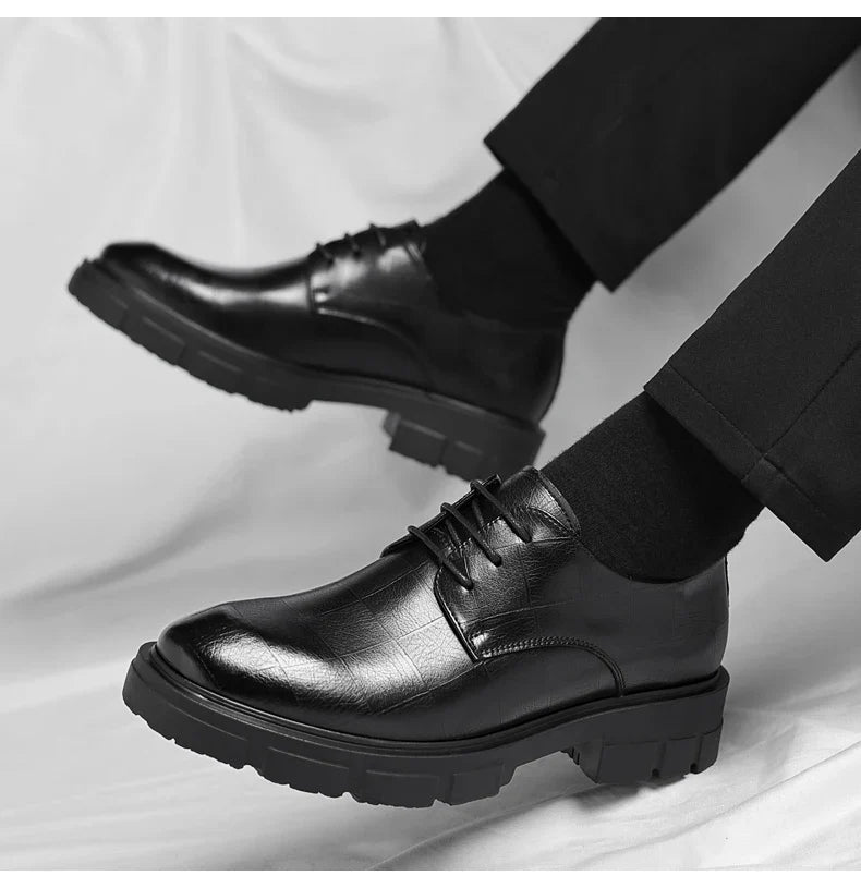 8-10cm Height Increasing Shoes for Men Platform Breathable Lift Casual Inside High Shoes Business Dress Elevator Leather Shoes