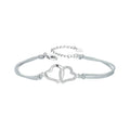 Personalized Heart to Heart Bracelet, 925 Sterling Silver Dainty Gray Rope Link Chain Bracelet for Women Teen Girls