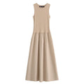 Khaki Elegant Long Dresses 2025 Women's Spring Sleeveless Black Dresses Fashion Casual Party Y2k Dress Vestidos For Female
