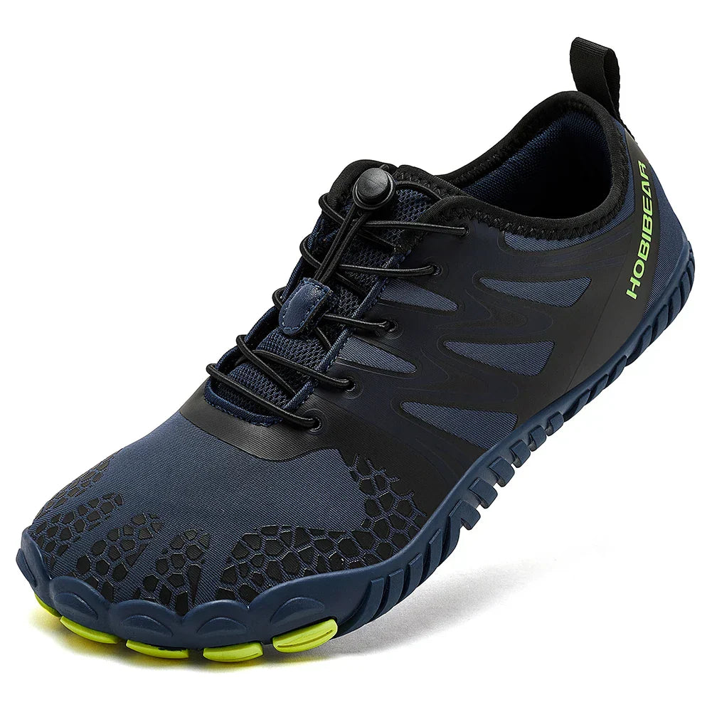 Wide Toe Barefoot Shoes for Unisex Artificial Leather Outdoor Walking Sneakers Zero Drop Minimalist Elastic Band Shoes