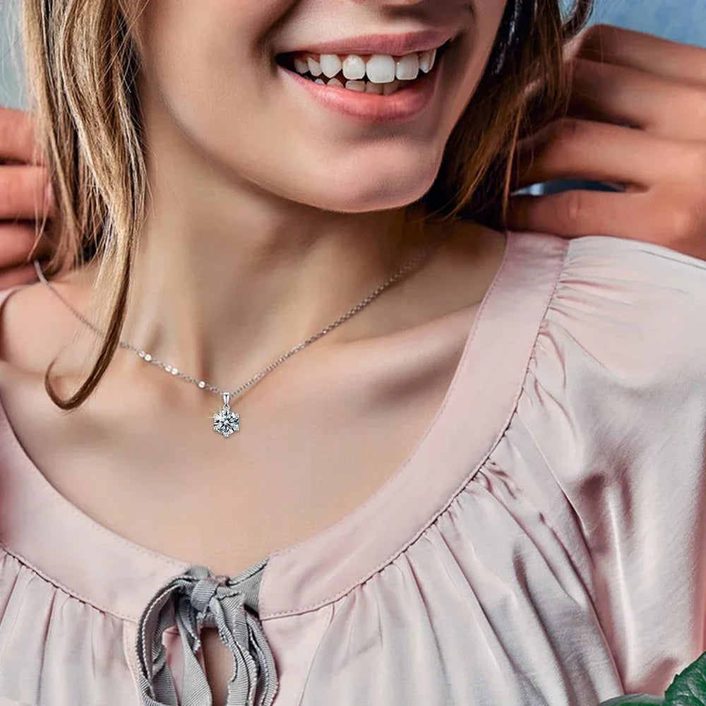 1-10Carat Moissanite Diamond Pendant Necklace for Women S925 Silver D Color VVSI Clarity Solitaire Diamond NeckchainCertified