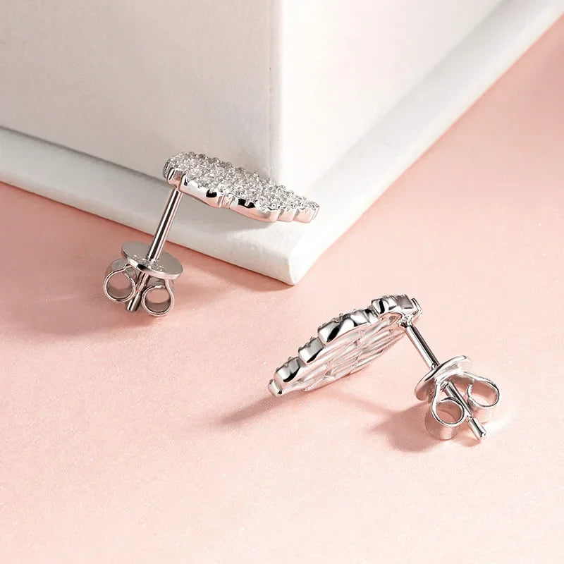 18k Gold Plated Full Moissanite Stud Earrings for Women Luxury Jewelry Gift for New Year Girl 925 Sterling Silver Earing