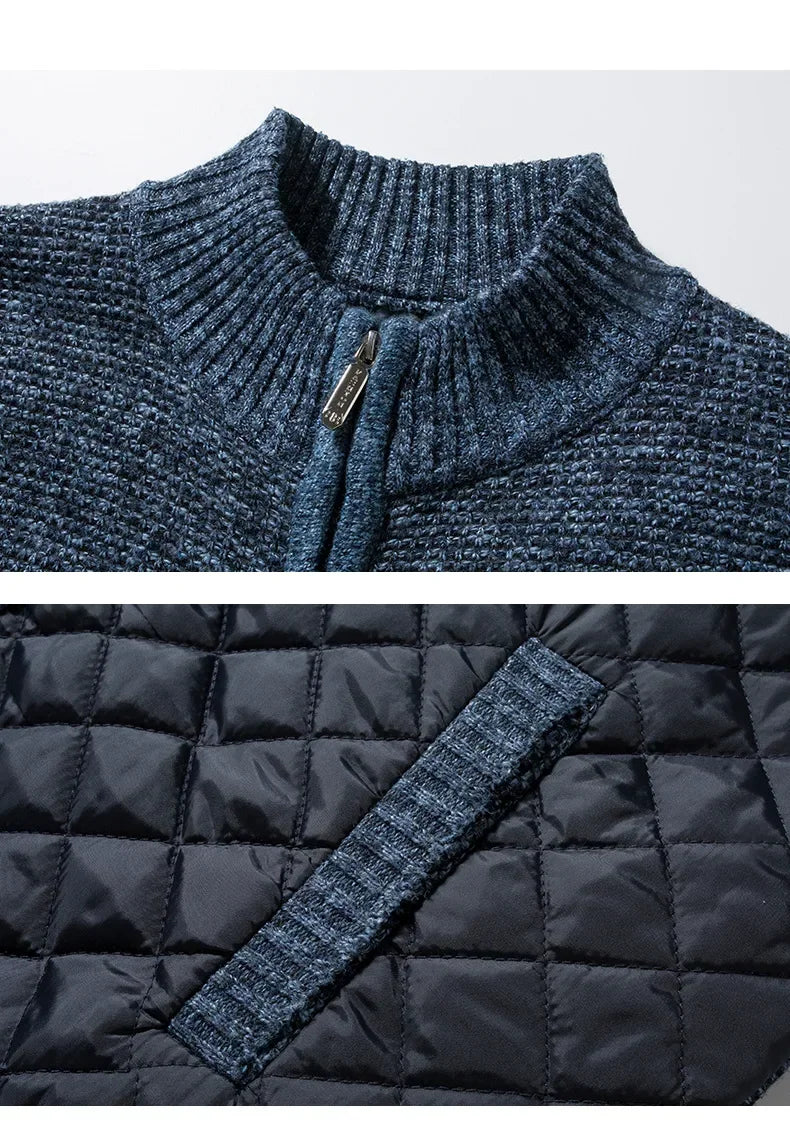 Autumn Winter New Men's Jacket Slim Fit Stand Collar Zipper Jacket Men Solid Thick Warm Jacket Men Sweater