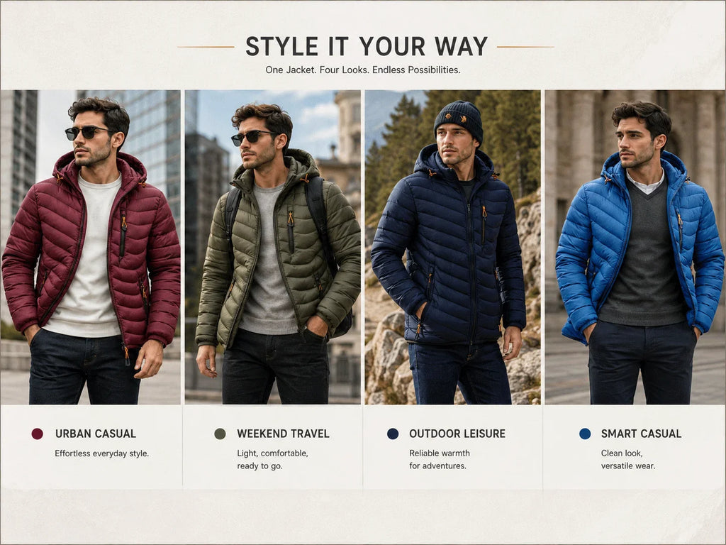 Mens Lightweight Outdoor Puffer Jacket Hooded Insulated Thermal Puffy Winter Heated Running Travle Casual Cotton Outdoor Coat