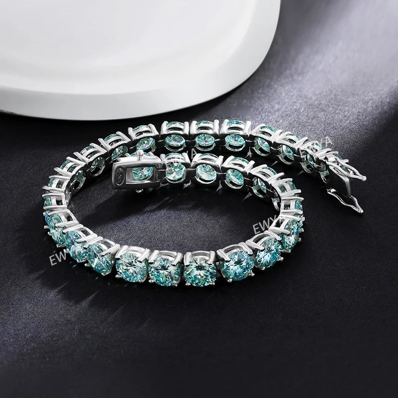 Luxury Real 3/4/5/6.5MM Full Champagne Blue Green Moissanite Tennis Bracelet for Men Women S925 All Red Diamond Bracelets