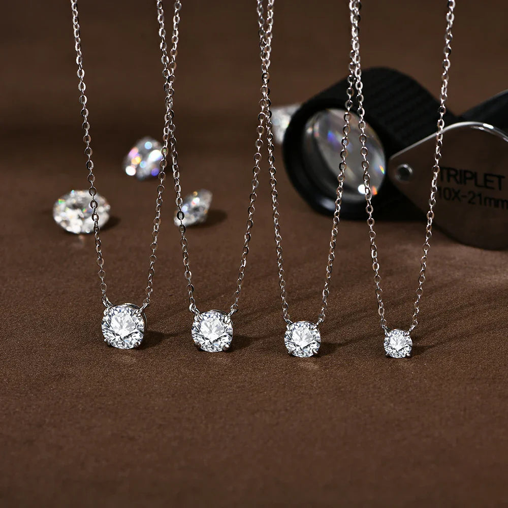 Necklace For Woman Pendant Moissanite Diamond 6.5mm 1CT 925 Silver Necklace For Women Chains Party Bridal Fine Jewelry