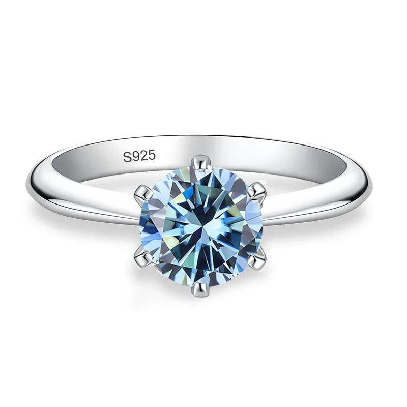 0.5ct 1ct 2ct 3ct Blue Pink Purple Black Moissanite Rings for Women Sterling 925 Silver Wedding Party Band Woman's Ring