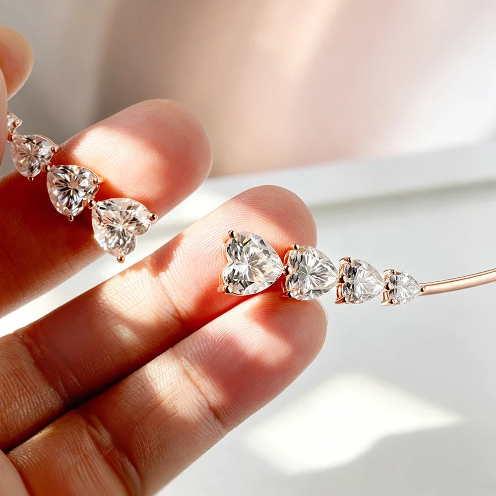 Luxury Round Bezel Bubble Moissanite Open Choker Neck Chain for Women S925 Silver 4-Stone Diamond Cuff Collar Necklace Gift