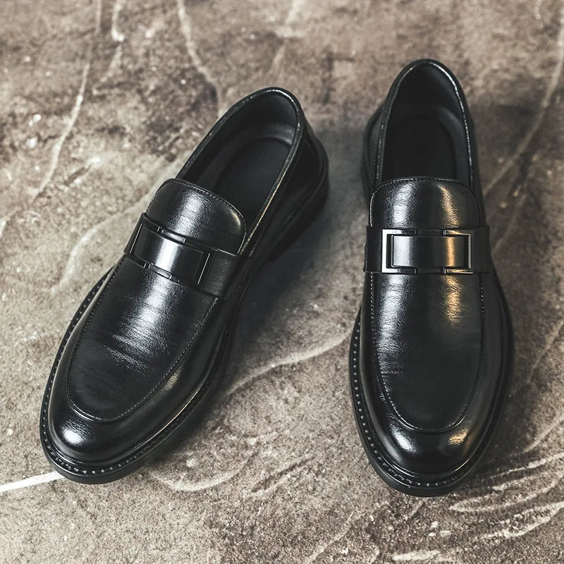 Spring Autumn New Black Dress Shoes for Men Business Designer Cow Leather Shoes Male Fashion British Style Casual Shoe Man