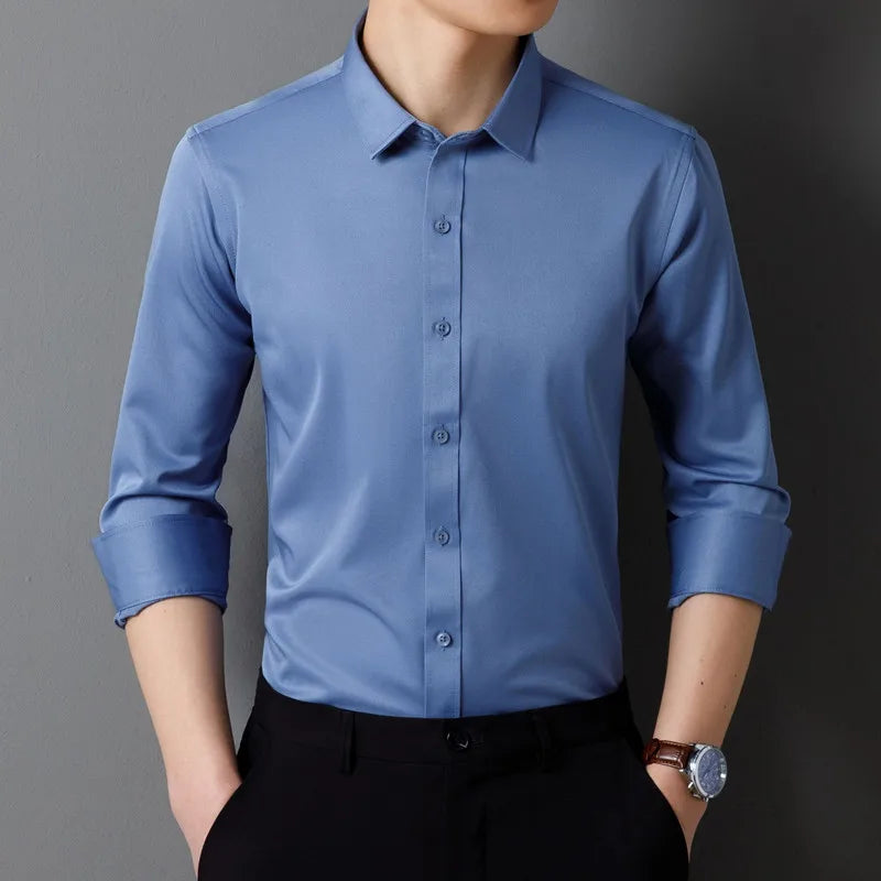 Men's Long Sleeved Shirt Classic Solid Color Soft Comfortable
