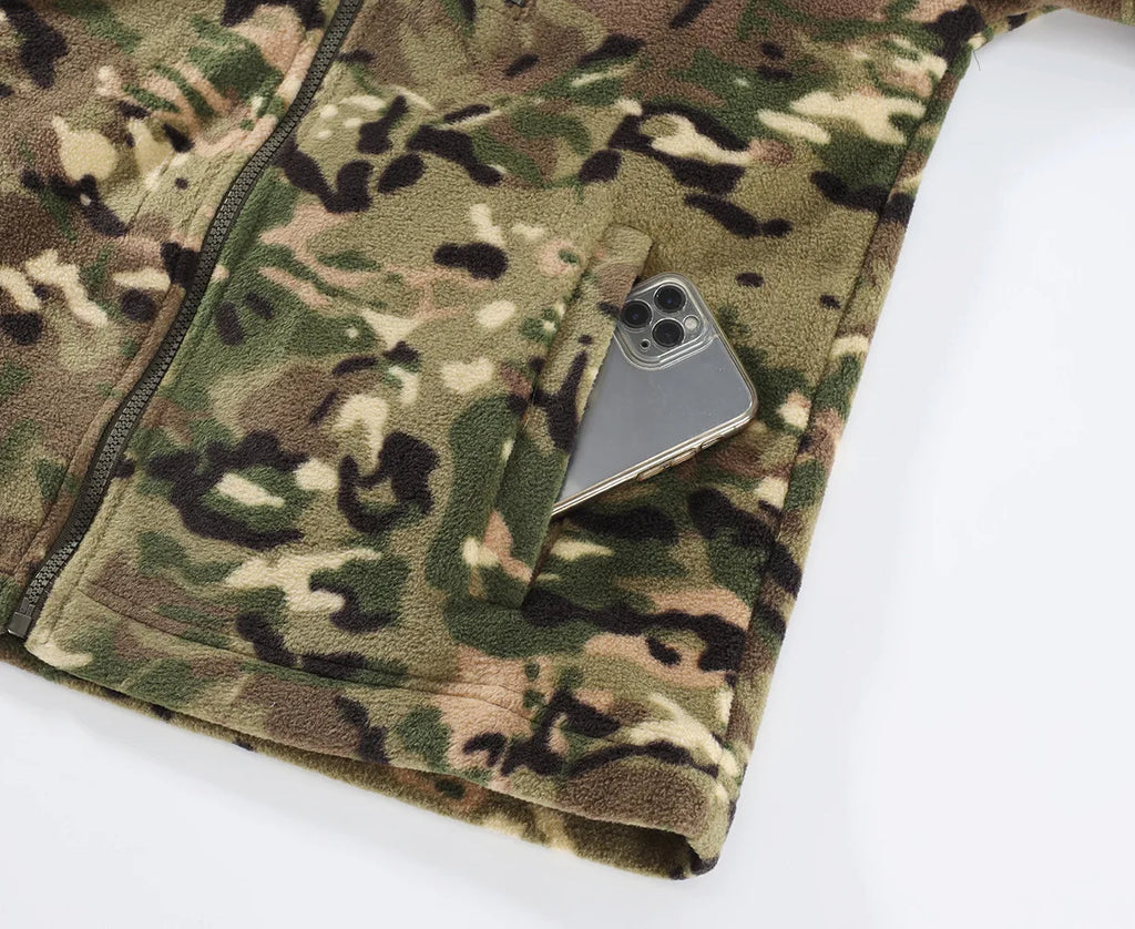 Outdoor Camouflage Fleece Jacket Double-Sided Shake Fleece Cardigan Tactical Jacket Warm Mountaineering Suit