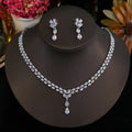 New Design Luxury Cubic Zirconia Water Drop Necklace Earrings Set for Women High Quality Wedding Party Dress Jewelry