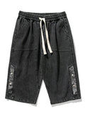 Summer Men's Jeans Denim Breeches Calf-Length Casual Shorts Washed Cotton Drawstring Straight Capris Pants Big Size 8XL